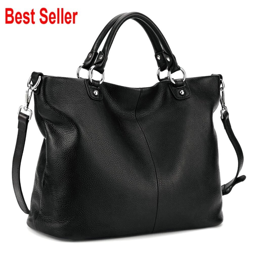 Soft Leather Tote Bag with Adjustable Strap and Zipper Closure